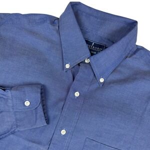 Lanesboro Mens Button Down Shirt Long Sleeve Blue Dress Shirt 16.5 32/33‎